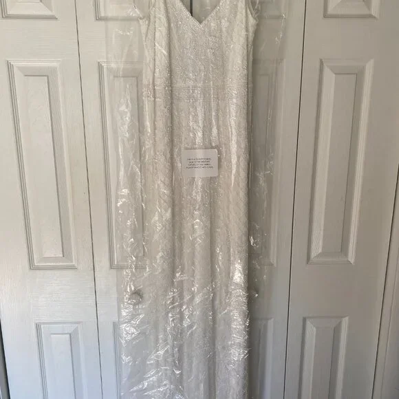 Lulus Cherished Vow White Beaded Backless Mermaid Maxi Dress - Size M - Picture 7 of 8